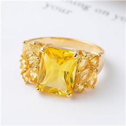 Кольцо 19 р ювелирная бижутерия коллекция "Дубай", покрытие позолота, вставка: фианиты, цвет: желтый, арт.313.354-19