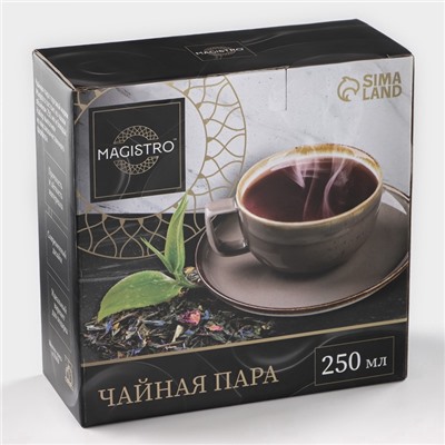 УЦЕНКА Чайная пара Magistro "Церера" чашка 250 мл, блюдце 16,3х2 см, цвет коричневый