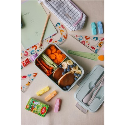 Ланч-бокс в школу TAKE IT EASY, 800 мл, с приборами, 12×7.6×20 см, пшеничная солома, голубой