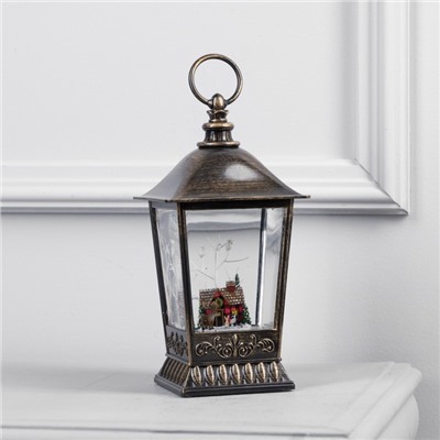 Светодиодная фигура «Фонарь с домиком» 12×24×12 см, пластик, батарейки ААх3 (не в комплекте), USB, свечение тёплое белое