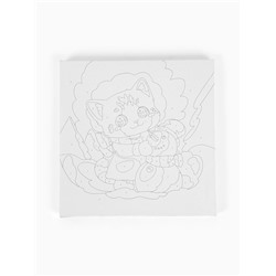 Картина по номерам на холсте «Кот и снеговик», 20×20 см