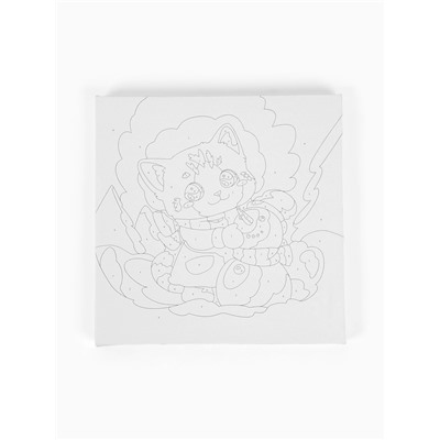 Картина по номерам на холсте «Кот и снеговик», 20×20 см