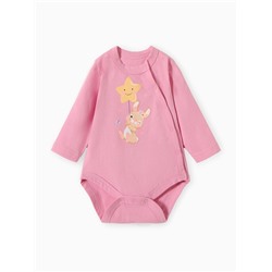 Боди детское с длинным рукавом «Зайка», рост 68 см, розовое