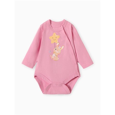 Боди детское с длинным рукавом «Зайка», рост 68 см, розовое