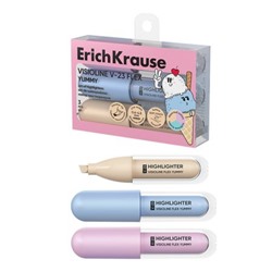 Набор текстовыделителей 3цв Visioline V-23 Flex Yummy с гибким наконечником, цвет чернил ассорти (в пэт-боксе) 63555 ErichKrause