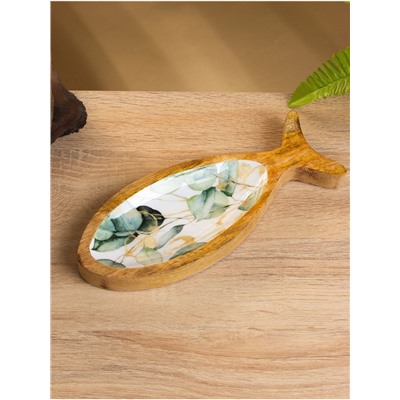 Блюдо в форме рыбки «Оливковая ветвь», 25.5×10×2 см, дерево манго