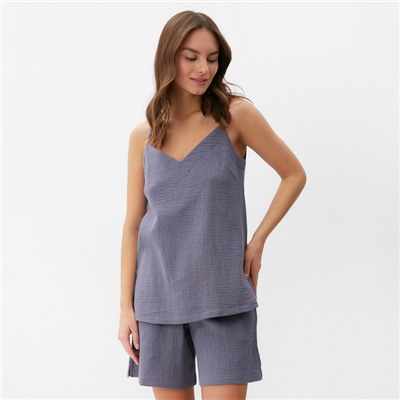 Пижама женская (майка, шорты) KAFTAN Basic, размер 40-42, синяя