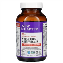 New Chapter, 55+ Every Woman's One Daily, витаминный комплекс на основе цельных продуктов для женщин старше 55 лет, 96 вегетарианских таблеток