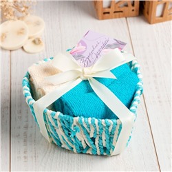 Салфетки махровые декоративные «Этель. Сердечко», 4 шт., 30×30 см, хлопок 100%, голубые