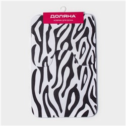Коврики для ванной и туалета Доляна «Зебра», 2 шт., 40×45 см, 50×80 см