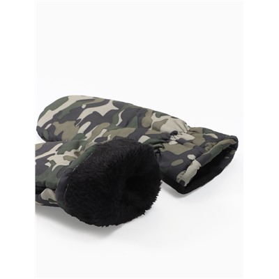 Варежки флисовые зимние мужские, размер 25 см, хаки