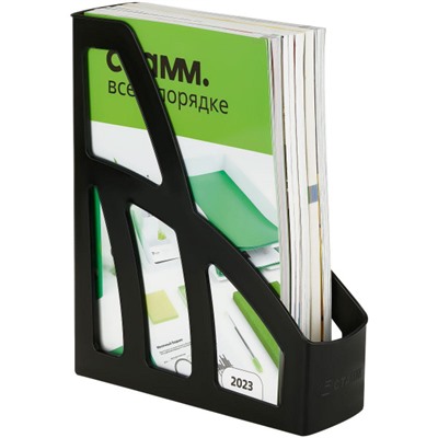 Лоток для бумаг вертикальный  75 мм Лидер черный ЛТ122, ЛТВ-30450 Стамм