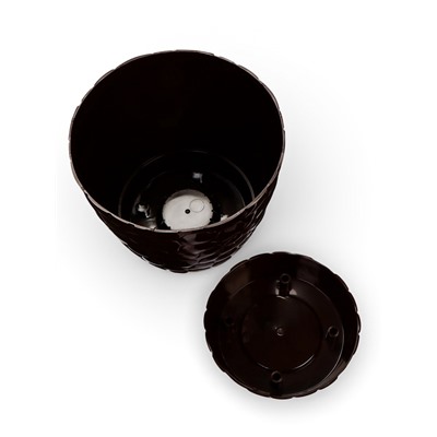 Горшок для цветов с поддоном «Камешки», 8 л, пластик, шоколадный