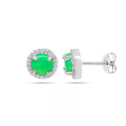 Серьги из серебра опал зеленый, МОВ0295