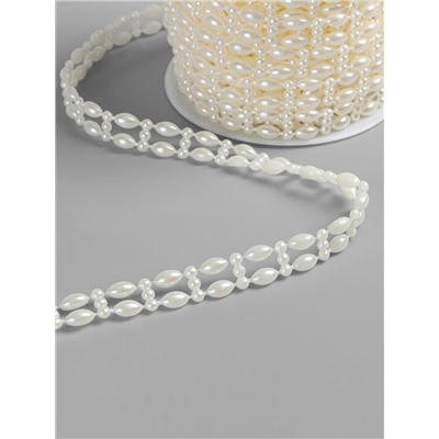 Жемчуг на нитях Арт Узор, плоский, 10 мм, 9±1 м, цвет молочный