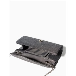 Сумка-клатч женская вечерняя на магните, на серебристой цепочке, блестящая, серебристая