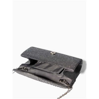 Сумка-клатч женская вечерняя на магните, на серебристой цепочке, блестящая, серебристая