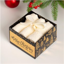 Набор махровых полотенец Merry Christmas 30×30 см - 3 шт., хлопок 340 г/м²