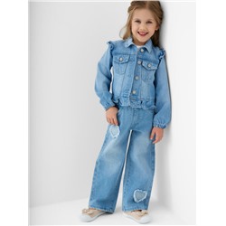 Брюки текстильные джинсовые для девочек