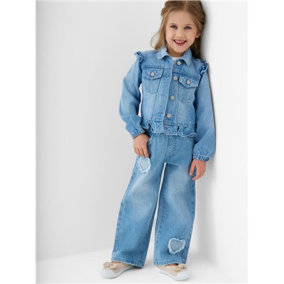 Брюки текстильные джинсовые для девочек