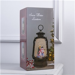 Светодиодная фигура «Фонарь с Дедом Морозом» 15×30×12.5 см, пластик, батарейки ААх3 (не в комплекте), USB, свечение тёплое белое