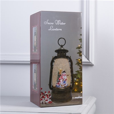 Светодиодная фигура «Фонарь с Дедом Морозом» 15×30×12.5 см, пластик, батарейки ААх3 (не в комплекте), USB, свечение тёплое белое