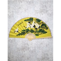 Веер 63 см бамбуковая основа Зеленый с Птицами / 622-12 /уп 75/742905