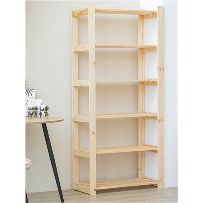Стеллаж деревянный, 6 полок, сосна, 170×74×37.5 см, усиленный