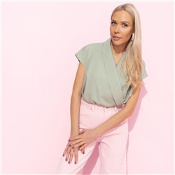 Блуза с драпировкой на запах, На пике изящества (зеленый)
