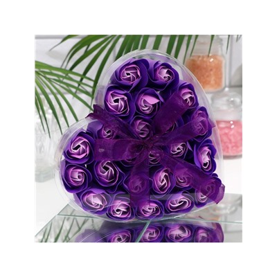 Мыльные розочки, фиолетово-белые, набор 24 шт.