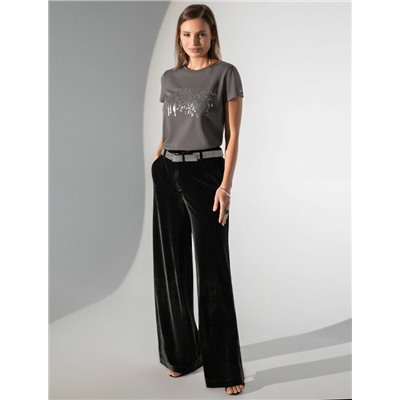 Нарядная футболка с принтом фольгой из премиального хлопка с эластаном