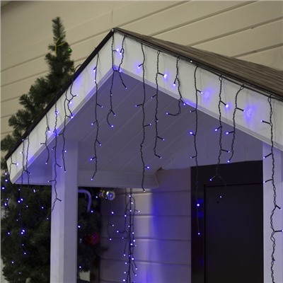 УЦЕНКА Гирлянда «Бахрома» 4×0.6 м, IP44, тёмная нить, 180 LED, свечение синее, 8 режимов, 220 В