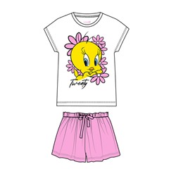 Комплект трикотажный для девочек: фуфайка (футболка), шорты