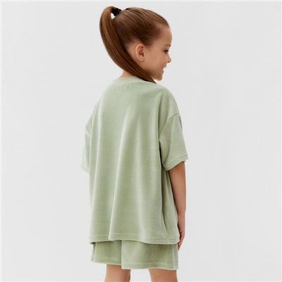 Костюм детский (футболка, шорты) KAFTAN Plushy, размер 30 (98-104 см), зелёный
