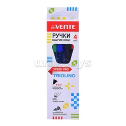 Набор ручек шариковых "Triolino Translucent" 04 цвета, серия Speed Pro, d=0,7 мм, ультра гладкое письмо, чернила на масляной основе, игольчатый пишущий узел, полупрозрачный трехгранный корпус, рифлёная грип-зона, сменный стержень, в картонной коробке