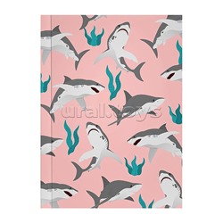 Записная книжка 64л. А6 "Акулы на розовом"