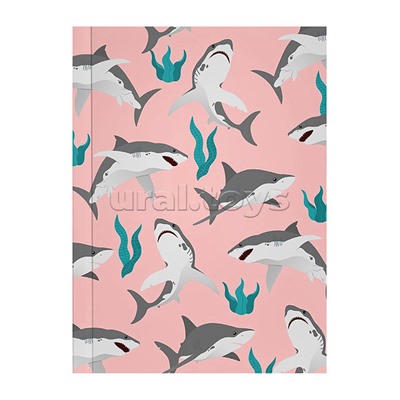Записная книжка 64л. А6 "Акулы на розовом"