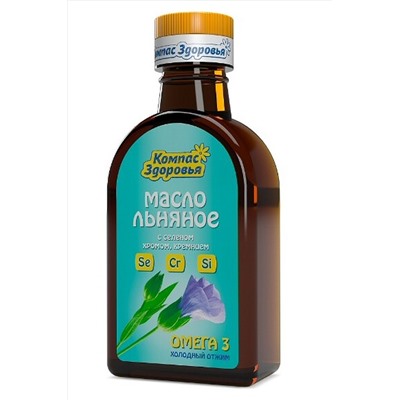 Масло льняное "Компас Здоровья" Se Cr Si 200мл ЭКОПРОДУКТЫ, 1175854