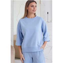 Свитшот свободный из петельчатого футера двухнитки с эластаном VILATTE, 1228120