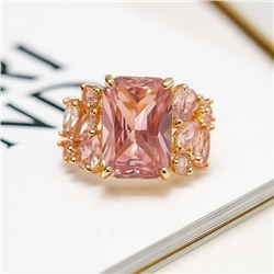 Кольцо 19 р ювелирная бижутерия коллекция "Дубай", покрытие позолота, вставка: фианиты, цвет: розовый, арт.313.352-19