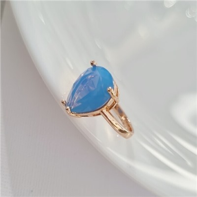 Кольцо 18 р бижутерия Дубайское золото: покрытие позолота, вставка: фианит, цвет: голубой, арт.414.143-18