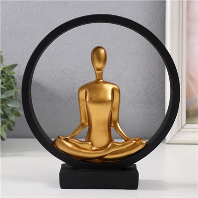 Фигурка полистоун «Дзен», чёрный с золотом, 19.2×5.9×21.5 см