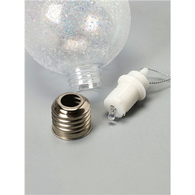 Набор ёлочных шаров «Ледяное сияние», 8 см, 1 LED, от батареек LR44×3, свечение тёплое белое