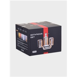 Набор для ванной "Кристалл" 4 предмета (дозатор, 2 стакана, мыльница)