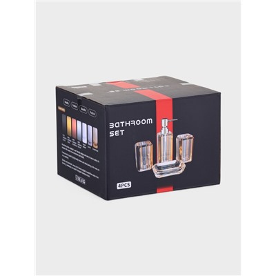 Набор для ванной "Кристалл" 4 предмета (дозатор, 2 стакана, мыльница)