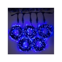 Гирлянда «Клип-лайт» 5 нитей по 20 м, IP44, УМС, тёмная нить, 665 LED, свечение синее, 24 В