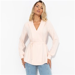 Блуза из плотного материала, Твой личный манифест (бледный персик, с поясом)