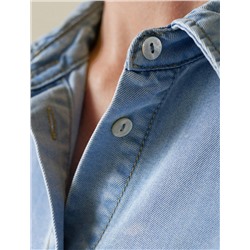 Укороченная блузка с коротким рукавом из джинсового лиоцелла