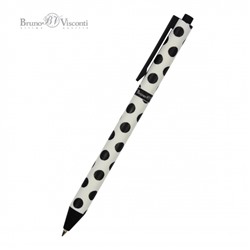 Ручка автоматическая шариковая 0.5мм "Черные горошины/Black polka dots" синяя 20-0281/17 Bruno Visconti