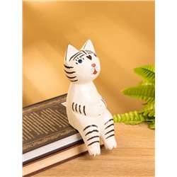 Сувенир «Тигренок сидячий», 6×6×15 см, дерево, чёрно-белый